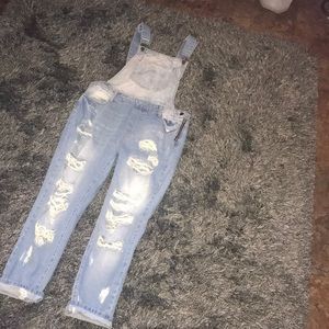 Light wash overalls